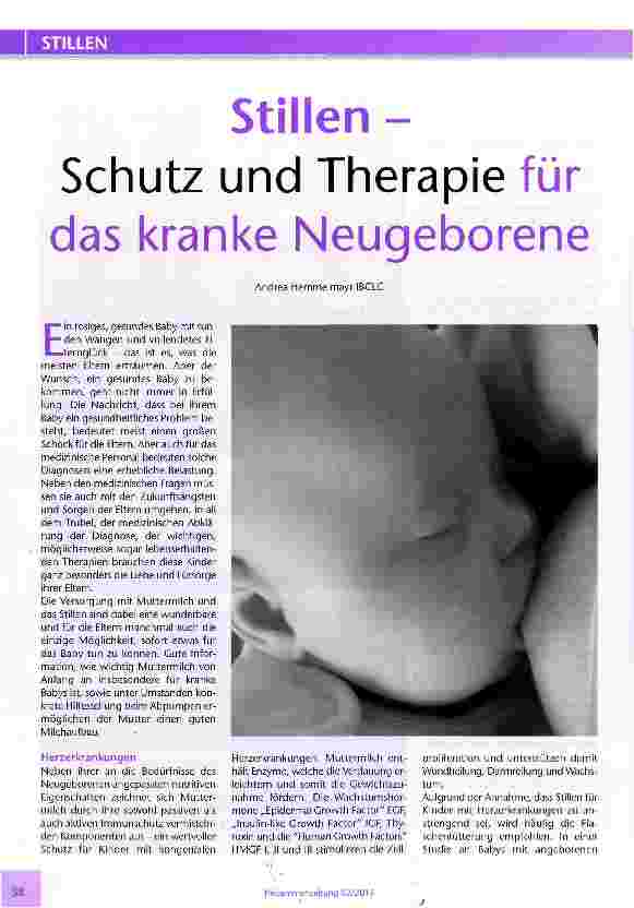 Vorschauseite 1: Stillen - Schutz und Therapie für das kranke Neugeborene