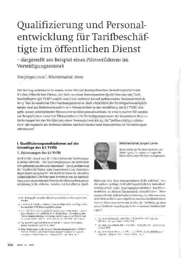 Vorschauseite 1: Qualifizierung und Personalentwicklung für Tarifbeschäftigte im öffentlichen Dienst