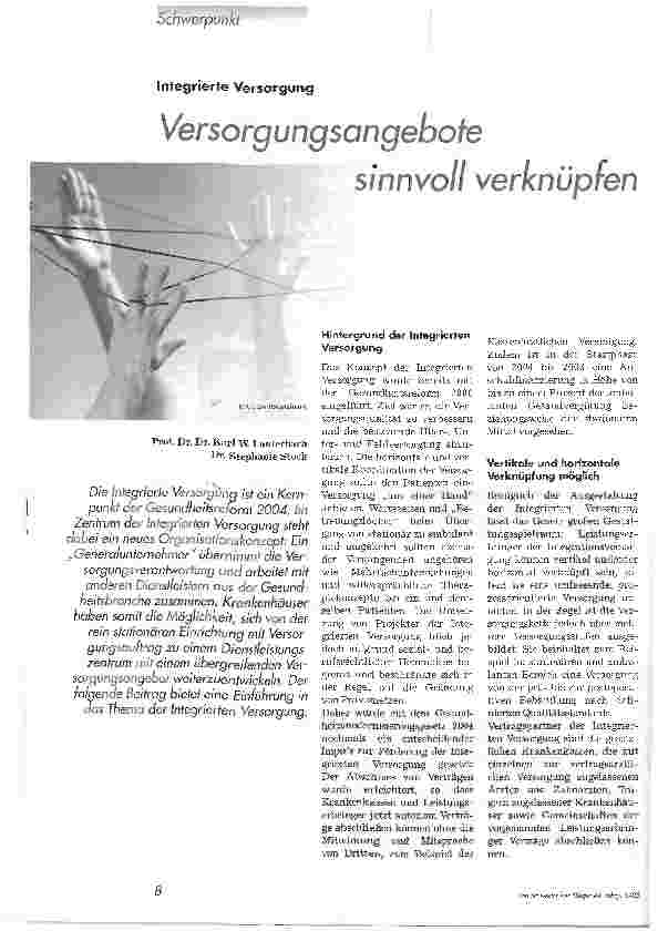 Vorschauseite 1: Integrierte VersorgungVersorgungsangebote sinnvoll verknüpfen