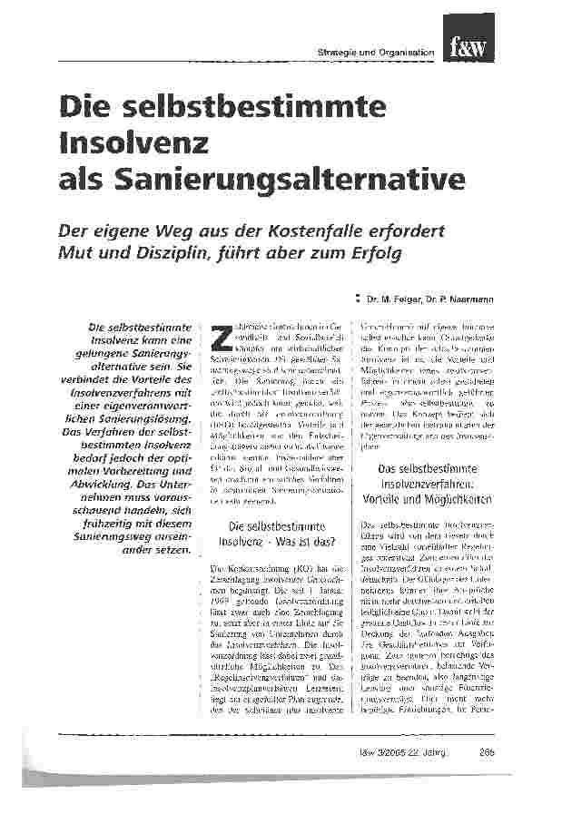 Vorschauseite 1: Die selbstbestimmte Insolvenz als Sanierungsalternative