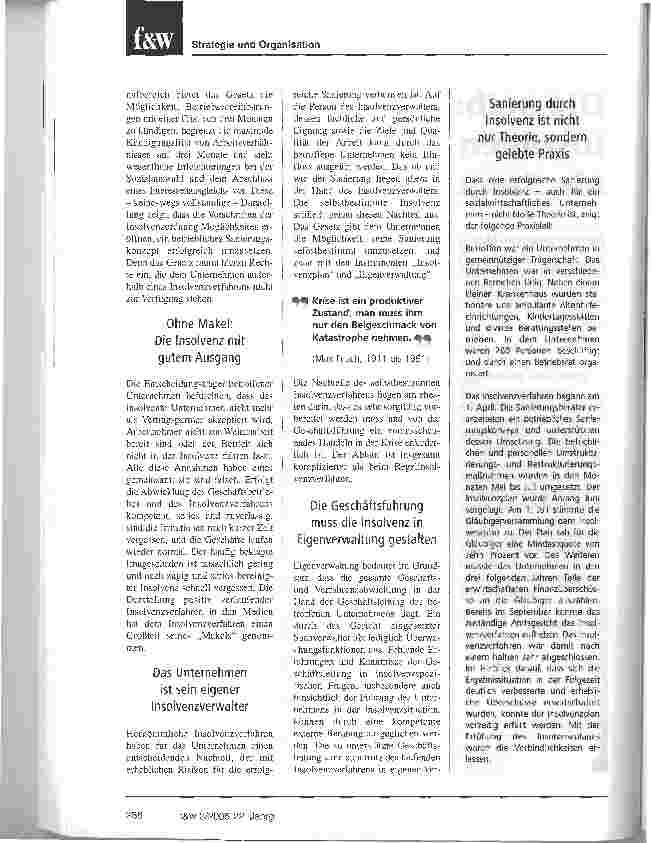 Vorschauseite 2: Die selbstbestimmte Insolvenz als Sanierungsalternative