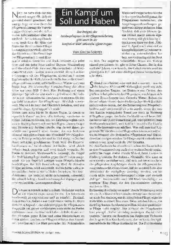Vorschauseite 1: Ein Kampf um Soll und Haben Das Ereignis des Leistungsbeginns in der Pflegeversicherung geht unter in der Konfusion über zahlreiche offene Fragen