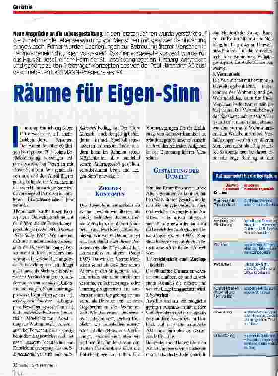 Vorschauseite 1: Räume für Eigen-Sinn Neue Ansprüche an die Lebensgestaltung