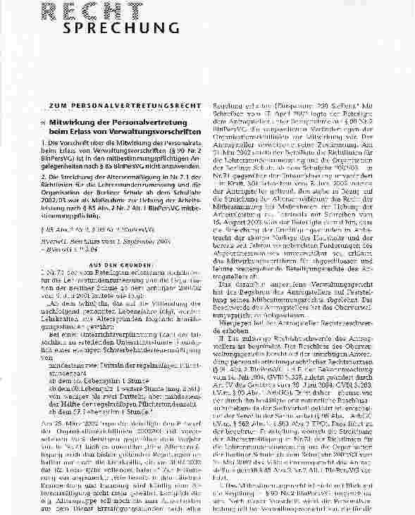 Vorschauseite 1: RechtsprechungZUM P ERSONALVERTRETUNCSRECHT