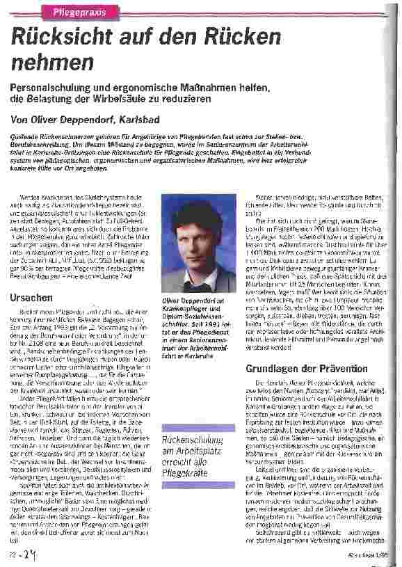 Vorschauseite 1: Rücksicht auf den Rücken nehmen