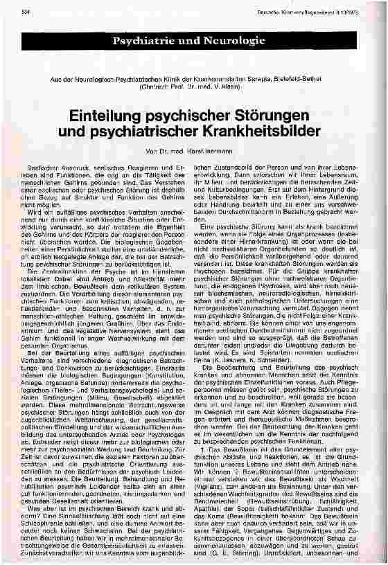 Vorschauseite 1: Einteilung psychischer Störungen und psychiatrischer Krankheitsbilder