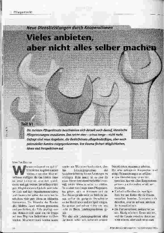 Vorschauseite 1: Vieles anbieten, aber nicht alles selber machenNeue Dienstleistungen durch Kooperationen Teil VI