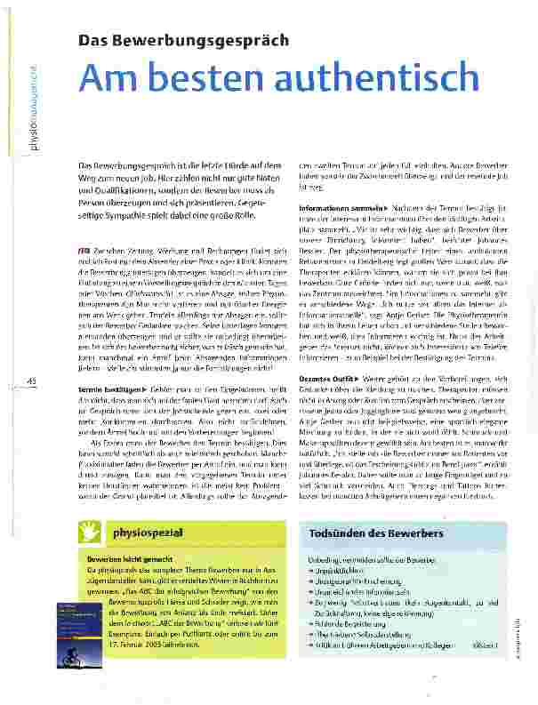 Vorschauseite 1: Das Bewerbungsgespräch Am besten authentisch