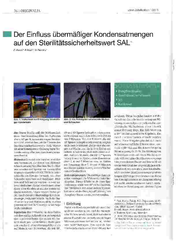 Vorschauseite 1: Der Einfluss übermäßiger Kondensatmengen auf den Sterilitätssicherheitswert SAL+