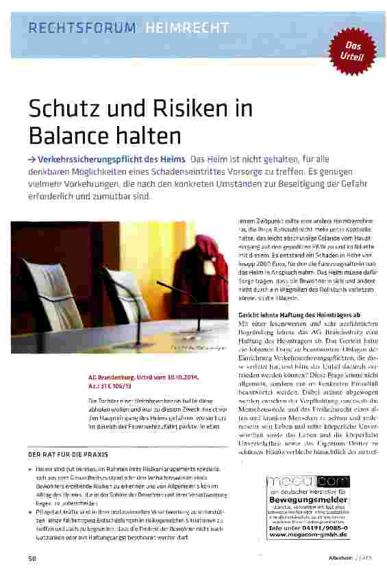 Vorschauseite 1: Schutz und Risiken in Balance halten
