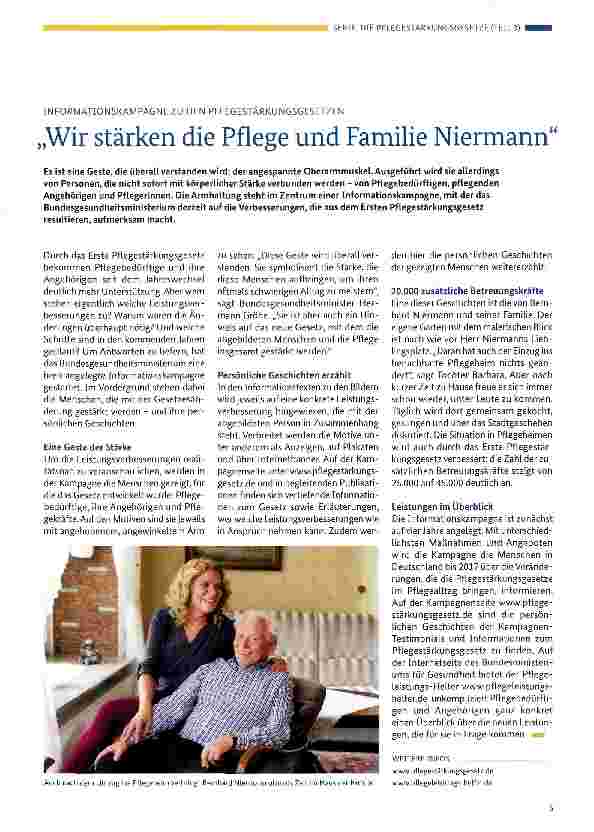 Vorschauseite 1: Wir stärken die Pflege und Familie Niermann