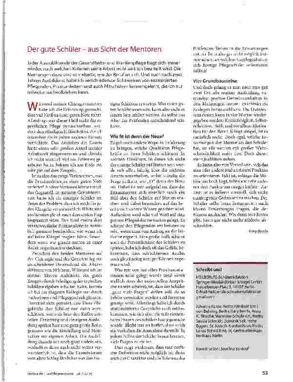 Vorschauseite 1: Der gute Schüler - aus Sicht der Mentoren