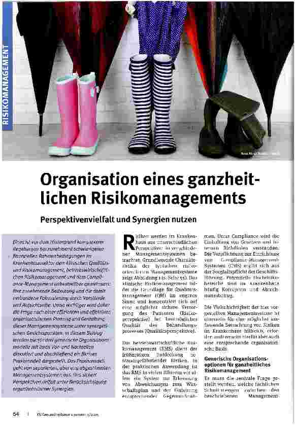 Vorschauseite 1: Organisation eines ganzheit liehen Risikomanagements