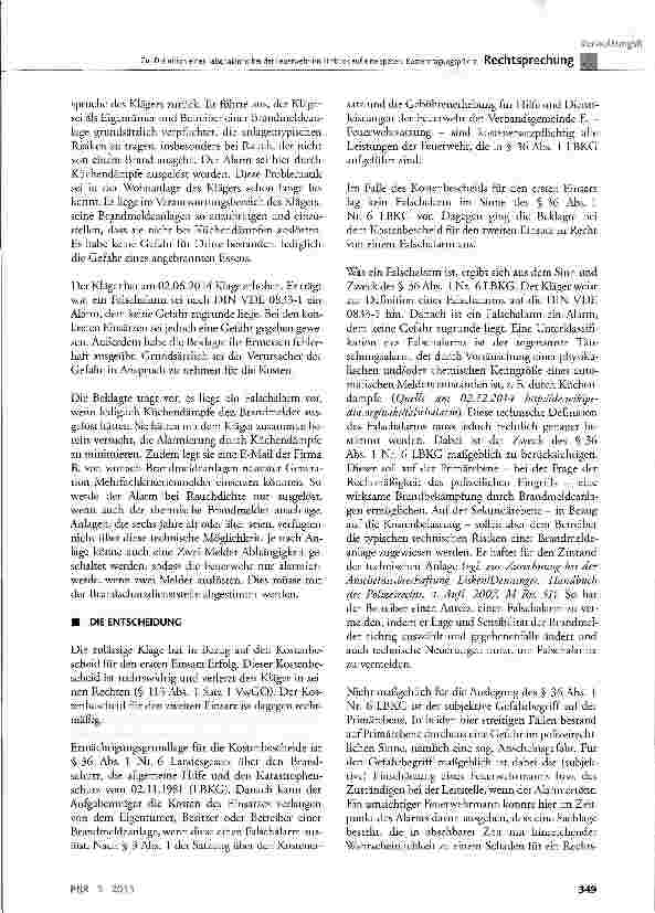 Vorschauseite 3: Zur Definition eines Falschalarms bei der Feuerwehr im Hinblick auf eine spätere Kostentragungspflicht