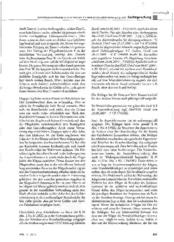 Vorschauseite 5: Zur Definition eines Falschalarms bei der Feuerwehr im Hinblick auf eine spätere Kostentragungspflicht