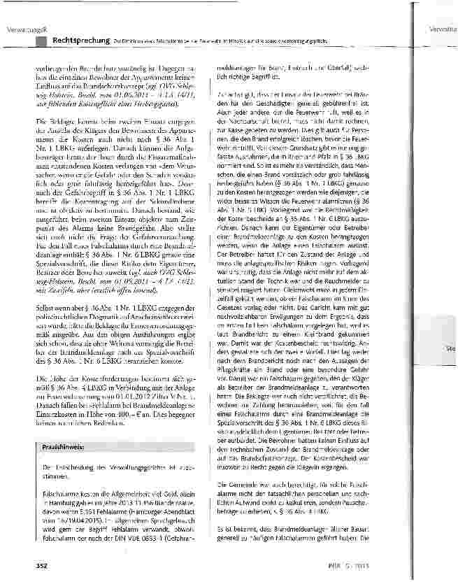 Vorschauseite 6: Zur Definition eines Falschalarms bei der Feuerwehr im Hinblick auf eine spätere Kostentragungspflicht