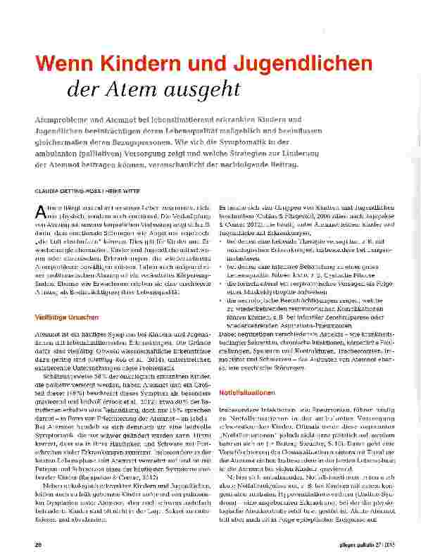 Vorschauseite 1: Wenn Kindern und Jugendlichen der Atem ausgeht