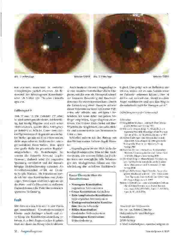 Vorschauseite 5: Die biliäre und die hämatogene Konstitution Konstitutionen in der Augendiagnose Teil 2