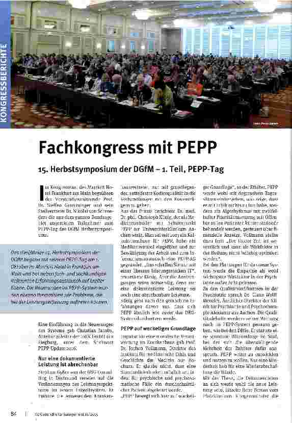Vorschauseite 1: Fachkongress mit PEPP 15. Herbstsymposium der DGfM -1. Teil, PEPP-Tag