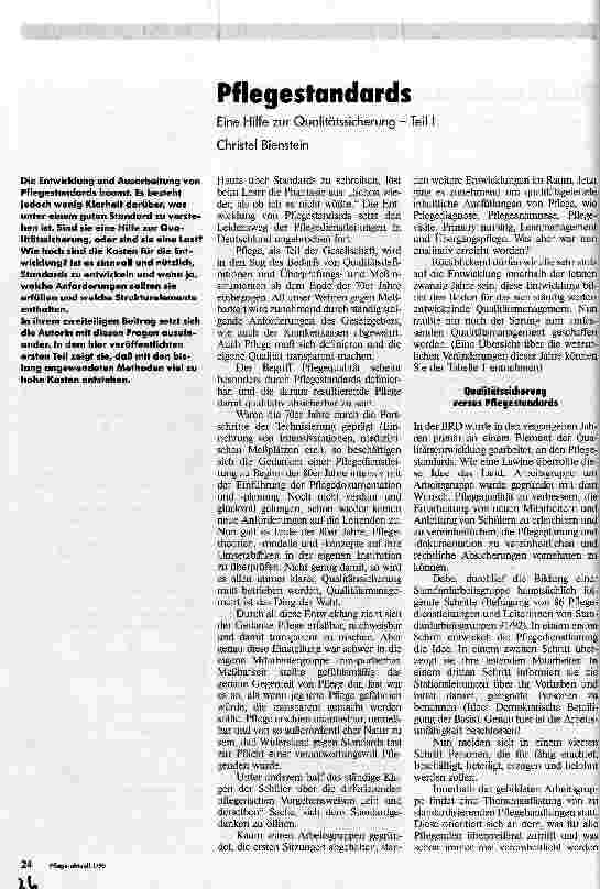 Vorschauseite 1: Pflegestandards Eine Hilfe zur Qualitätssicherung Teil1