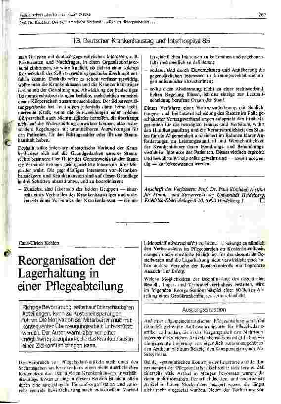 Vorschauseite 1: Reorganisation der Lagerhaltung in einer Pflegeabteilung