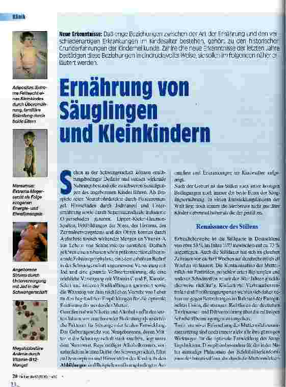 Vorschauseite 1: Ernährung von Säuglingen und Kleinkindern Neue Erkenntnisse