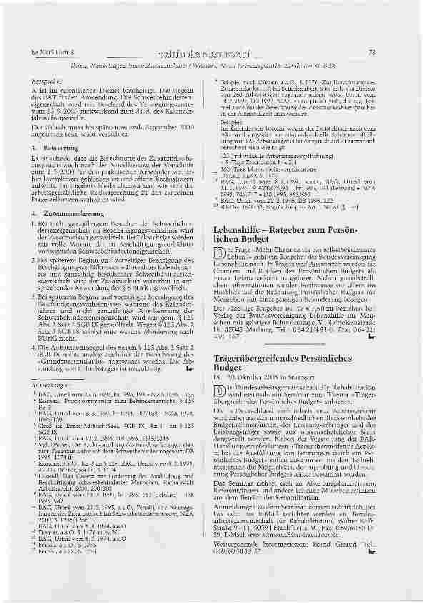 Vorschauseite 5: Neuerungen beim Zusatzurlaub für schwerbehinderte Menschen gem. § 125 SGB IX