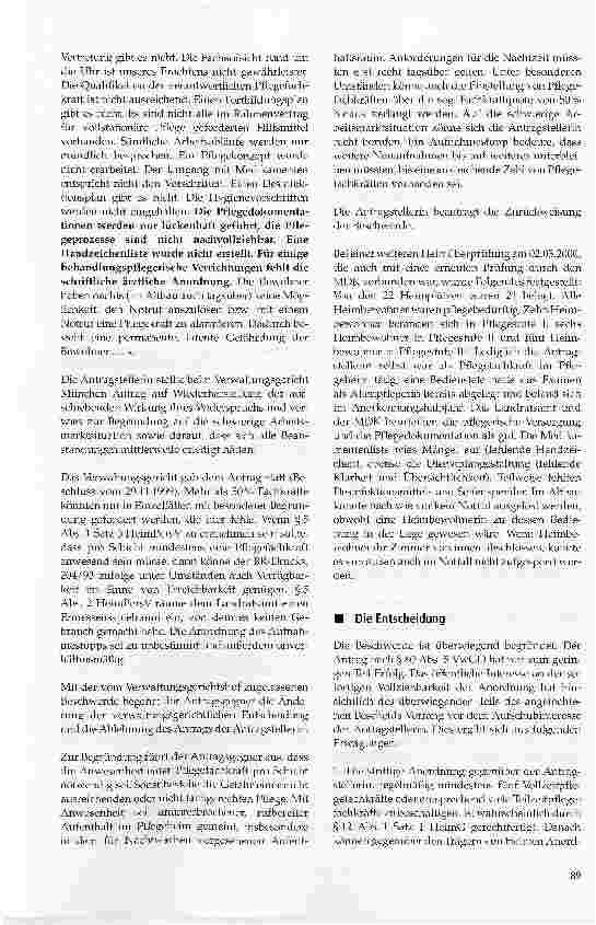 Vorschauseite 4: Verpflichtung eines Altenpflegeheims zur Beschäftigung von mindestens fünf Vollzeitpflegefachkräften oder entsprechend vielen Teilzeitpflegefachkräften -Möglichkeit der Abweichung…
