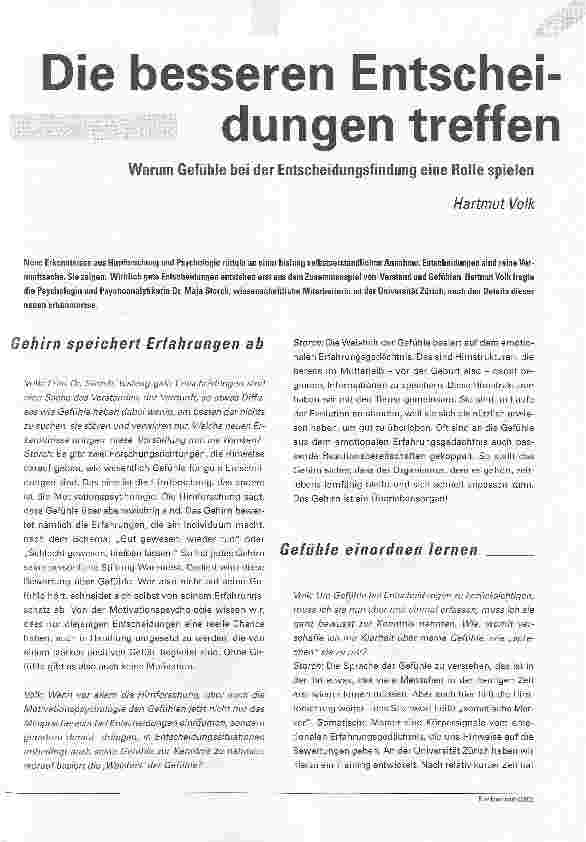 Vorschauseite 1: Die besseren Entscheidungen treffenWarum Gefühle bei der Entscheidungsfindung eine Rolle spielen