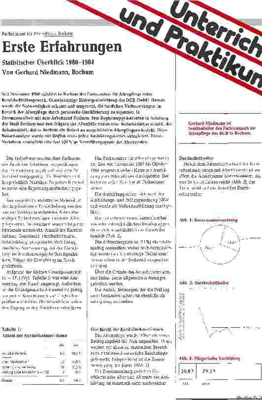 Vorschauseite 1: Erste Erfahrungen Statistischer überblick 1980 - 1984