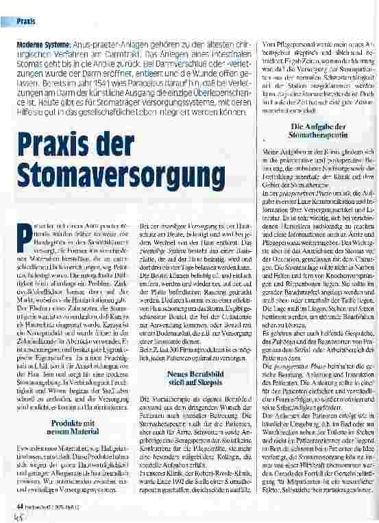 Vorschauseite 1: Praxis der Stomaversorgung Moderne Systeme