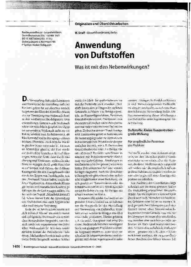 Vorschauseite 1: Anwendung von DuftstoffenWas ist mit den Nebenwirkungen?