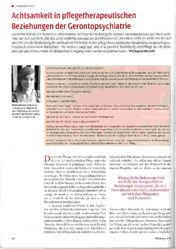 Vorschauseite 1: Achtsamkeit in pflegetherapeutischen Beziehungen der Gerontopsychiatrie