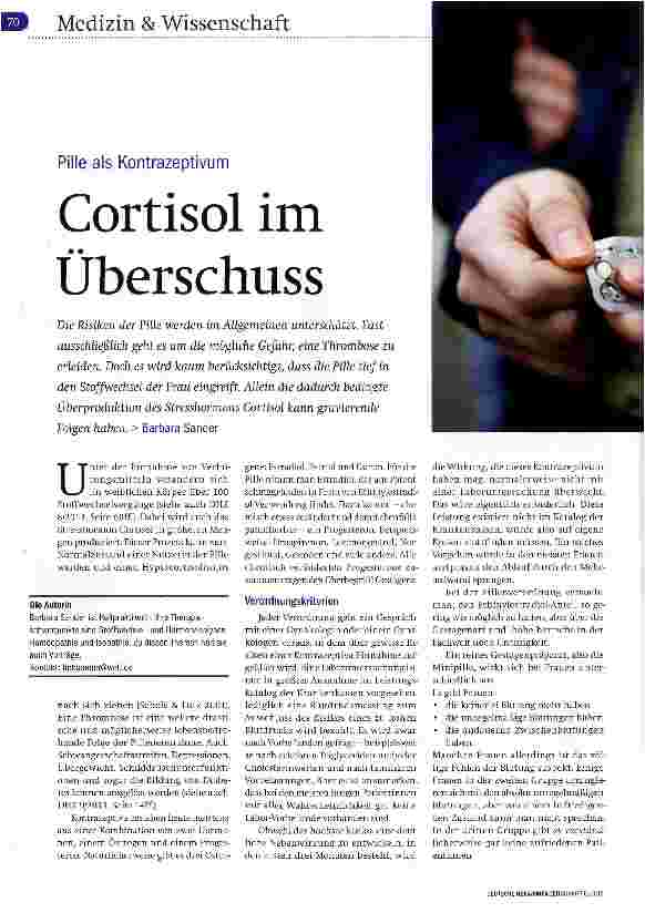 Vorschauseite 1: Pille als Kontrazeptivum Cortisol im Überschuss