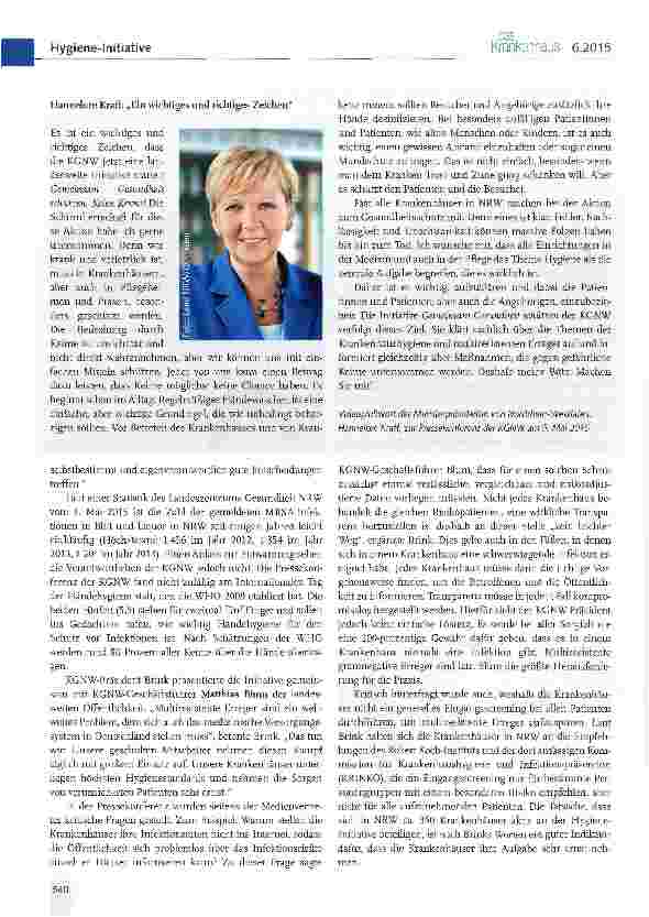 Vorschauseite 2: KGNW: Initiative gegen multiresistente Keime