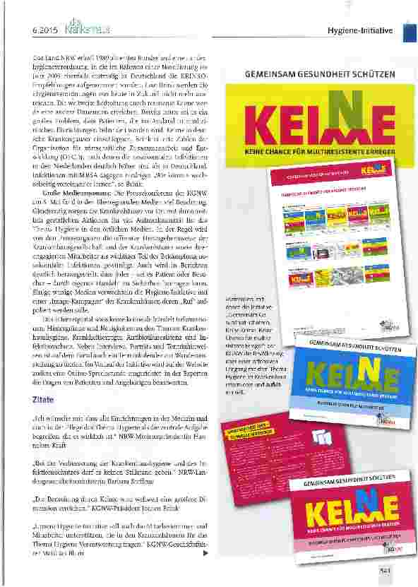 Vorschauseite 3: KGNW: Initiative gegen multiresistente Keime