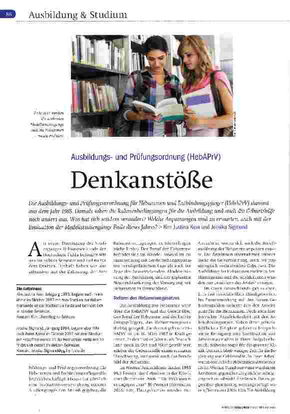 Vorschauseite 1: Ausbildungsund Prüfungsordnung (HebAPrV) Denkanstöße