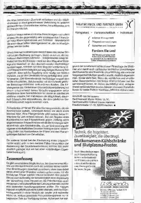 Vorschauseite 5: Perspektiven für kirchliche KrankenhäuserRechtliche und strukturelle Besonderheiten bei Zusammenschlüssen unter Beteiligung kirchlicher Krankenhäuser