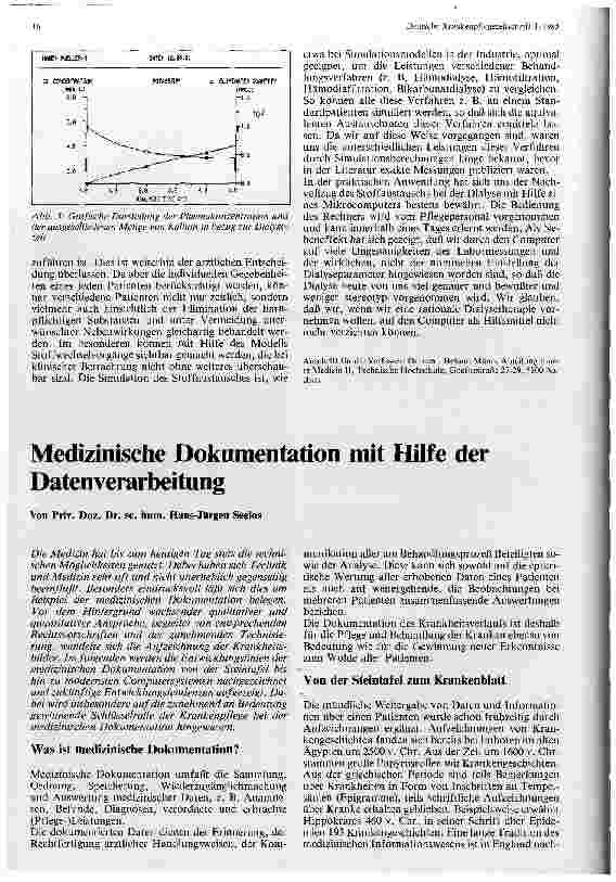 Vorschauseite 1: Medizinische Dokumentation mit Hilfe der Datenverarbeitung