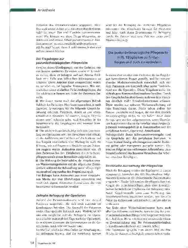 Vorschauseite 2: Postanästhesiologische PflegevisiteMehr als ein Qualitätswerkzeug
