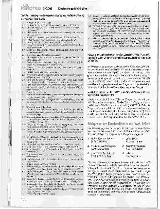 Vorschauseite 2: Evaluation von Krankenhaus-Web-SeitenEntwicklung eines Katalogs von Qualitätskriterien