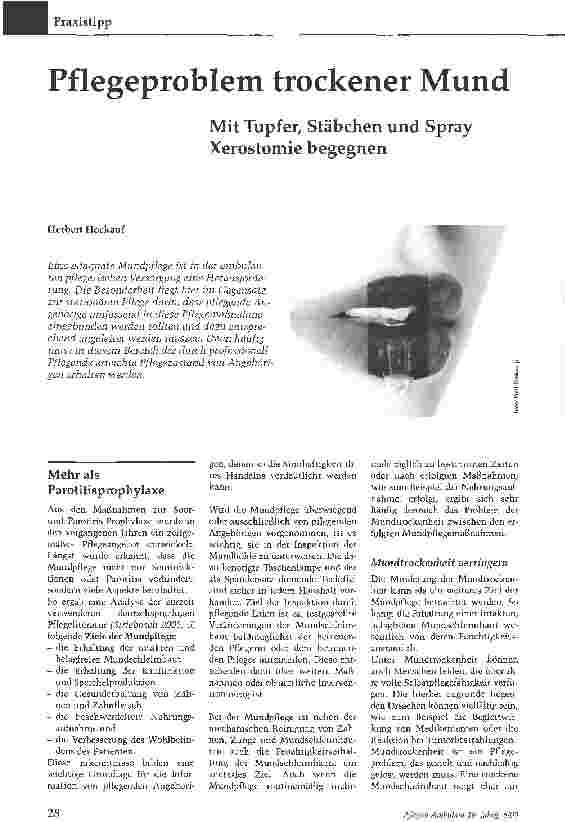 Vorschauseite 1: Pflegeproblem trockener Mund
