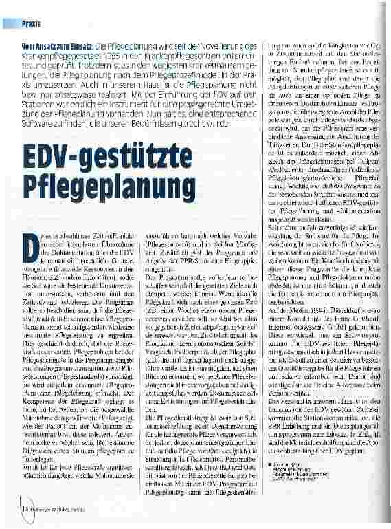 Vorschauseite 1: EDV-gestützte Pflegeplanung Vom Ansatz zum Einsatz