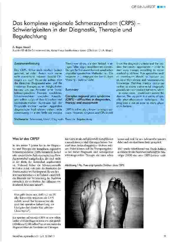 Vorschauseite 1: Das komplexe regionale Schmerzsyndrom (CRPS) Schwierigkeiten in der Diagnostik, Therapie und Begutachtung