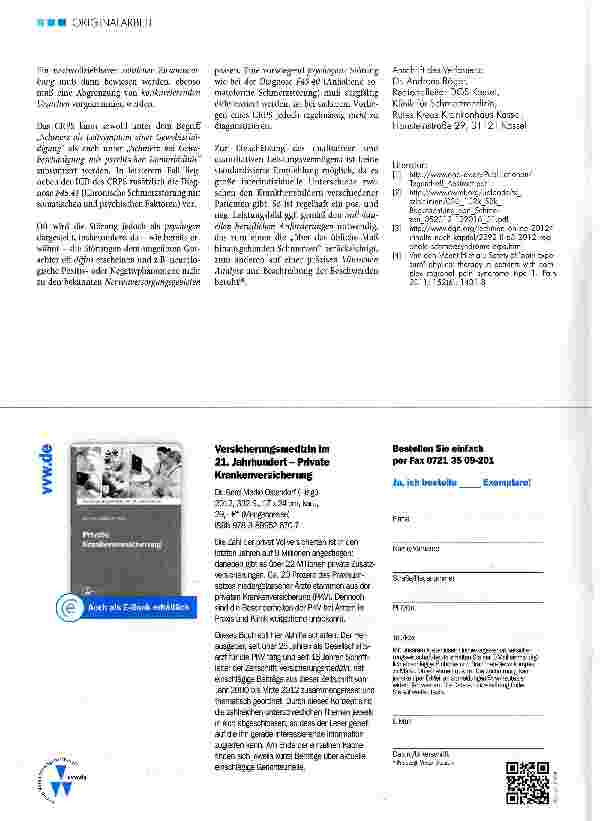 Vorschauseite 4: Das komplexe regionale Schmerzsyndrom (CRPS) Schwierigkeiten in der Diagnostik, Therapie und Begutachtung
