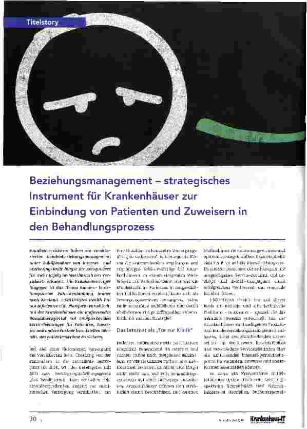 Vorschauseite 1: Beziehungsmanagement - strategisches Instrument für Krankenhäuser zur Einbindung von Patienten und Zuweisern in den Behandlungsprozess