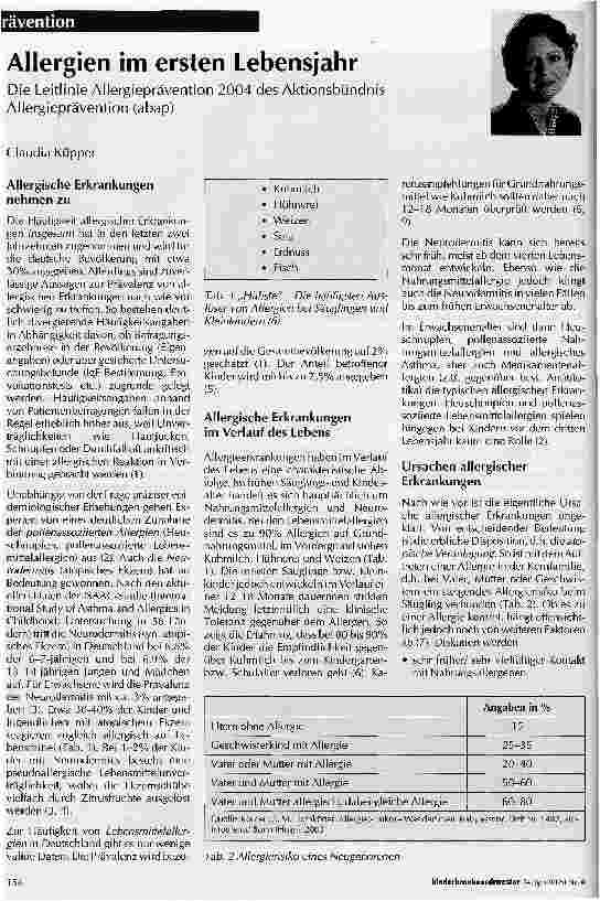 Vorschauseite 1: Allergien im ersten Lebensjahr