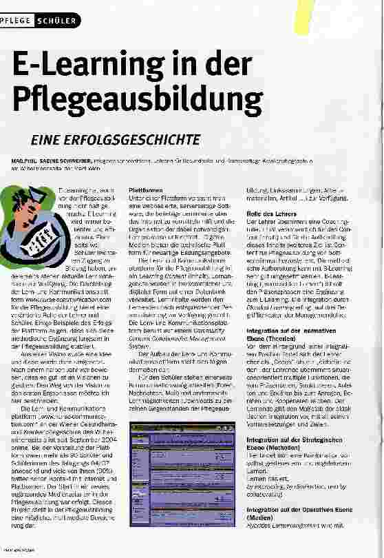 Vorschauseite 1: E-Learning in der PflegeausbildungEINE ERFOLGSGESCHICHTE