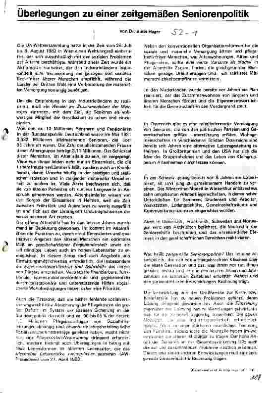 Vorschauseite 1: Überlegungen zu einer zeitgemäßen Seniorenpolitik