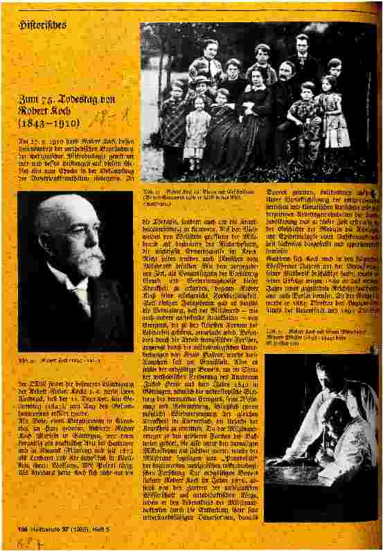 Vorschauseite 1: Historisches Zum 75. Todestag von Robert Koch (1843 - 1910)